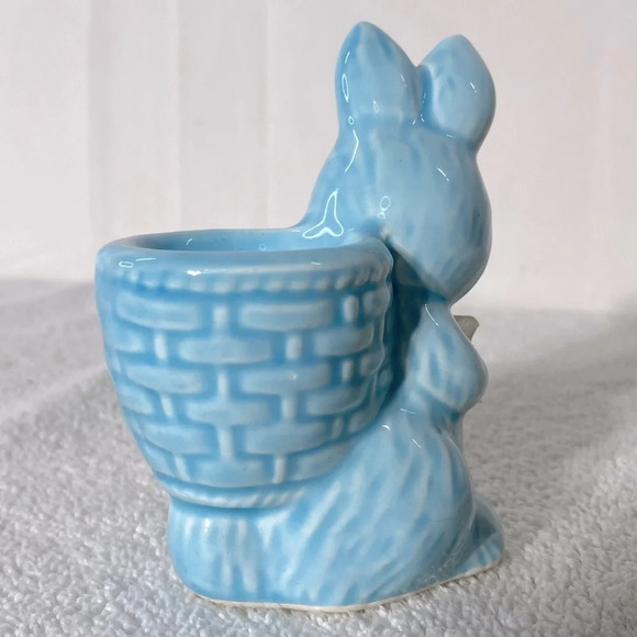 Vintage Blue Bunny Rabbit Egg Cup Holder 1950’s Anthropomorphic - Picture 5 of 11
